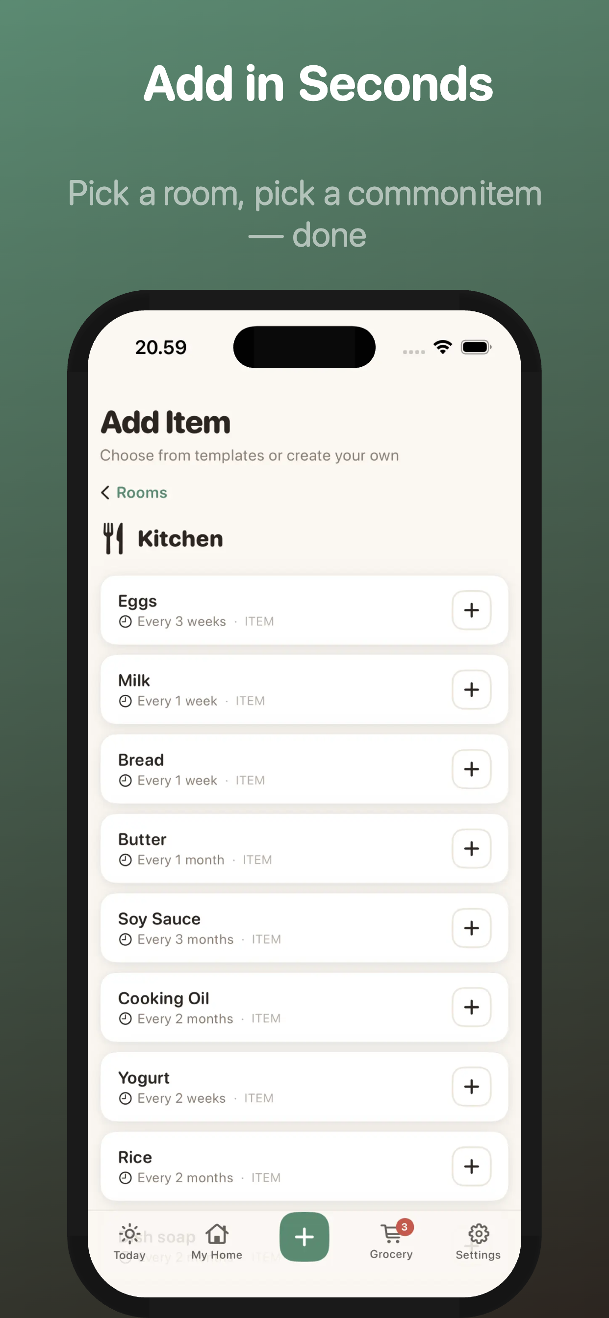 Add item from templates